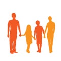 Family Silhouette, Full Length Couple with Two