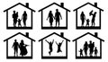 Family silhouette home. Couple man and woman with a child in the house Royalty Free Stock Photo