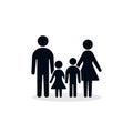 Family Silhouette Icon, Vector isolated simple family flat design illustration