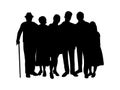 Family silhouette kids parents and grandparents