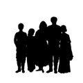 Family silhouettes father mother and children. Indian culture and religion.