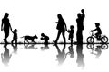 Family silhouettes in nature Royalty Free Stock Photo