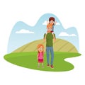 Family single father with children Royalty Free Stock Photo