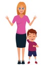 Family single mother with children cartoon Royalty Free Stock Photo