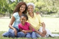 Family Sitting In Park