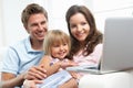 Family Sitting On Sofa Using Laptop At Home Royalty Free Stock Photo