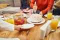 Happy children and parents eating at home Royalty Free Stock Photo