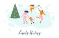 Skating with Family on Ice Rink Vector Concept Royalty Free Stock Photo