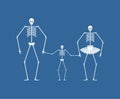 Family skeleton. Dad mom and child. Dead family. Vector illustration