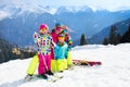 Family ski vacation. Winter snow sport for kids. Royalty Free Stock Photo