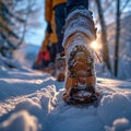 Family snowshoe outing Winter fun and exploration on snowy paths Royalty Free Stock Photo