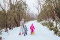 Family Snowshoeing at Lake Mountain Australia