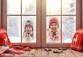 Family on snowy winter walk Royalty Free Stock Photo