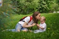 Family. Son and mother outdoors