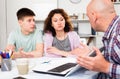 Family with son working with papers Royalty Free Stock Photo