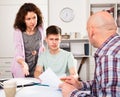 Family with son working with papers Royalty Free Stock Photo