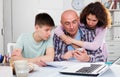 Family with son working with papers Royalty Free Stock Photo