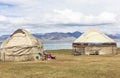 FAMILY AT SONG KUL LAKE IN KYRGYZSTAN