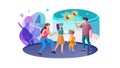Family in Space-Themed Room, Interactive Planet Fun, vector design Generative AI Royalty Free Stock Photo