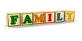 Family Spelled Out in Child Color Blocks