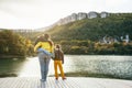 Family spending time together by the lake Royalty Free Stock Photo