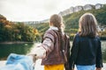 Family spending time together by the lake Royalty Free Stock Photo