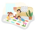 Family playing twister with children Royalty Free Stock Photo