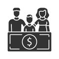 Family sponsorship immigration glyph icon. Migration program. Express entry. Family trip. Permanent residents