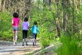 Family sport, happy active mother and kids jogging outdoors Royalty Free Stock Photo