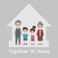 Family Stay home stay safe together at home, Social Distancing