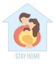 Family stay at home social media campaign. Protect yourself and family with stay at home, save lives, stop coronavirus