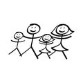 Family of stick figures illustration