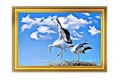 Family of storks, with a frame - Original Digital Art Painting