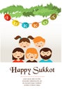 Family in the sukkah . sukkot Jewish holiday