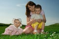 Family in summer field