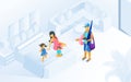 Family Summer Vacation on Resort Isometric Vector