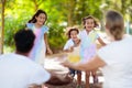 Family in summer park. Parents and kids outdoor Royalty Free Stock Photo