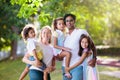 Family in summer park. Parents and kids outdoor Royalty Free Stock Photo