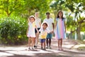 Family in summer park. Parents and kids outdoor Royalty Free Stock Photo