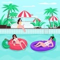 Family summer tour flat color vector illustration