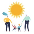 Family and sun on a white background