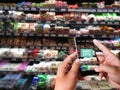 Family in the supermarket use Application of Augmented Reality S