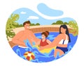Family in swimming pool vector concept Royalty Free Stock Photo