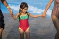 Family Swimming Pool Playing Togetherness Summer Holiday