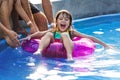 Family Swimming Pool Playing Togetherness Summer Holiday