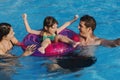 Family Swimming Pool Playing Togetherness Summer Holiday Concept