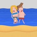 Family with swimsuit at beach