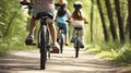 Family taking a bike ride Royalty Free Stock Photo