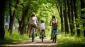 Family taking a bike ride Royalty Free Stock Photo