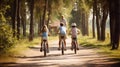 Family taking a bike ride Royalty Free Stock Photo